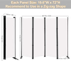 MAYOLIAH 4 Panel Room Divider Screen 6Ft Tall Foldable Privacy Dividers Indoor - Image 5