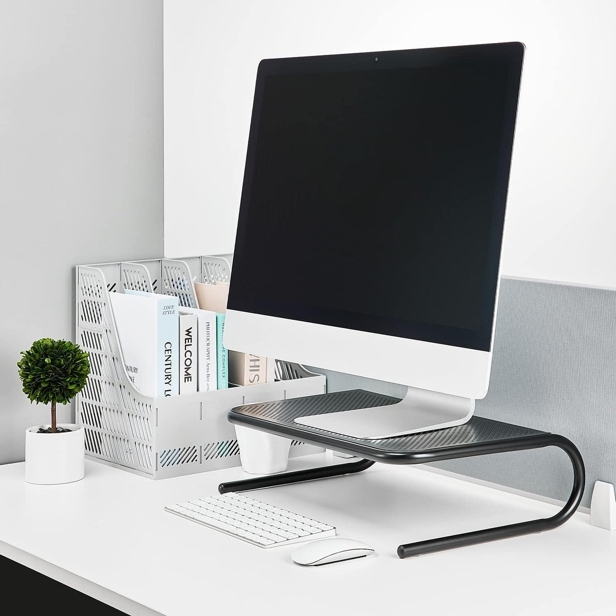 Staples Large Monitor Riser, Up to 46 Inch, Black, 2-Pack