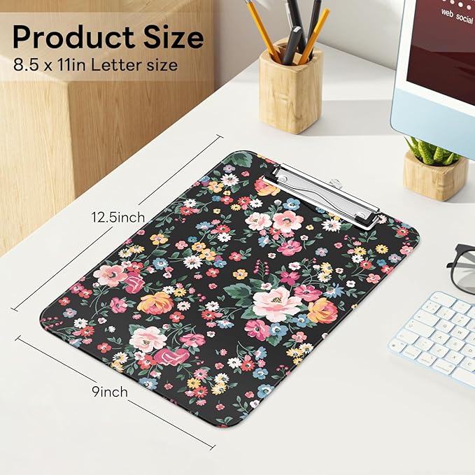 Luminzo Plastic Cute Clipboard Low-Profile Metal Clip, A4 Letter Size 9 x 12.5 - Image 2