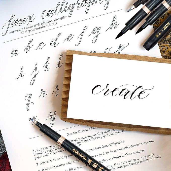 Rilanmit Hand Lettering Pens, Refillable Calligraphy Pens Brush Marker Pens Set - Image 4