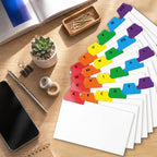 Chell 3"x5" Index Card Dividers, A-Z Tabbed, with Blank Stickers, 1 Set | Bright Colors, Heavyweight, Made of 110 lb. Cover Weight Paper, Alphabetical, Blank Stickers