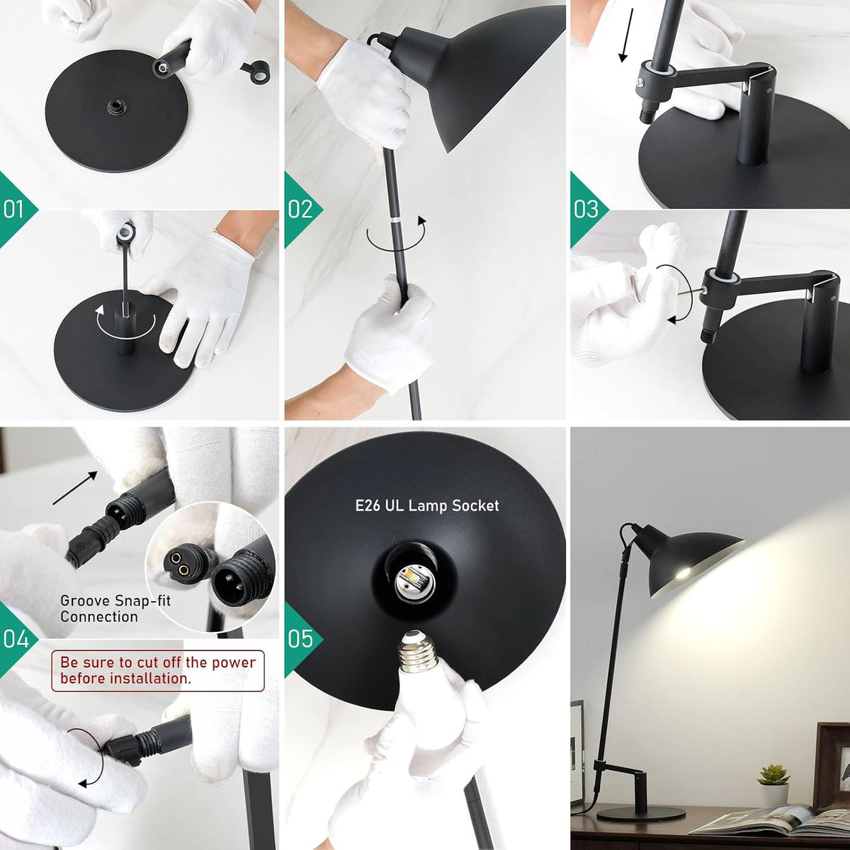 Desk Lamp Modern Industrial 100% Metal Adjustable Table Lamp 24", Natura...