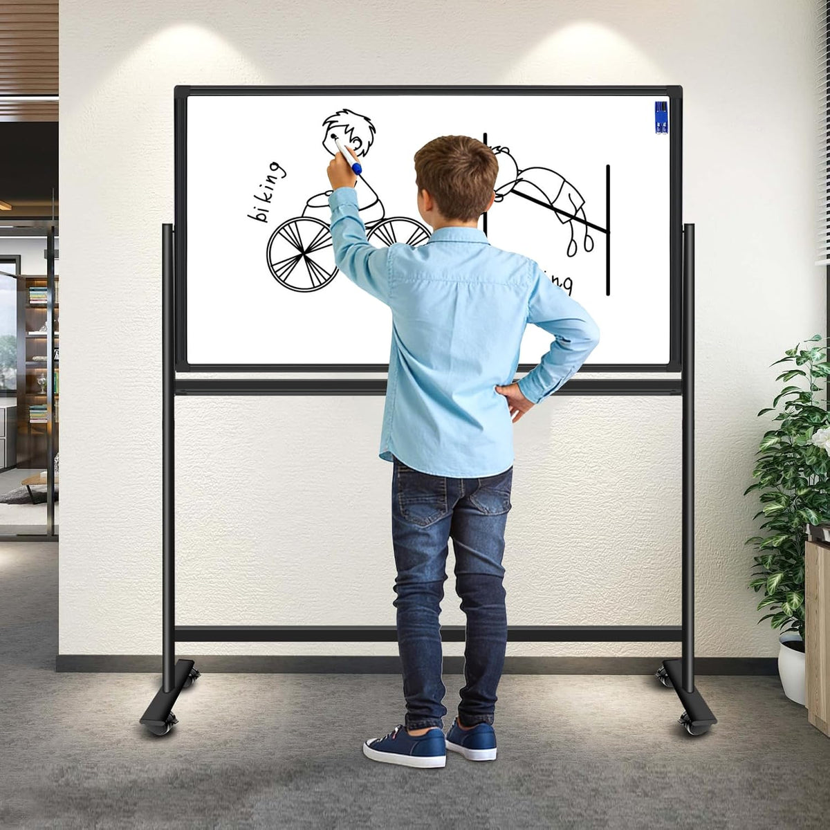 BSTPCOO Double-Sided 40"x28" Magnetic Dry Erase Board Mobile Whiteb...