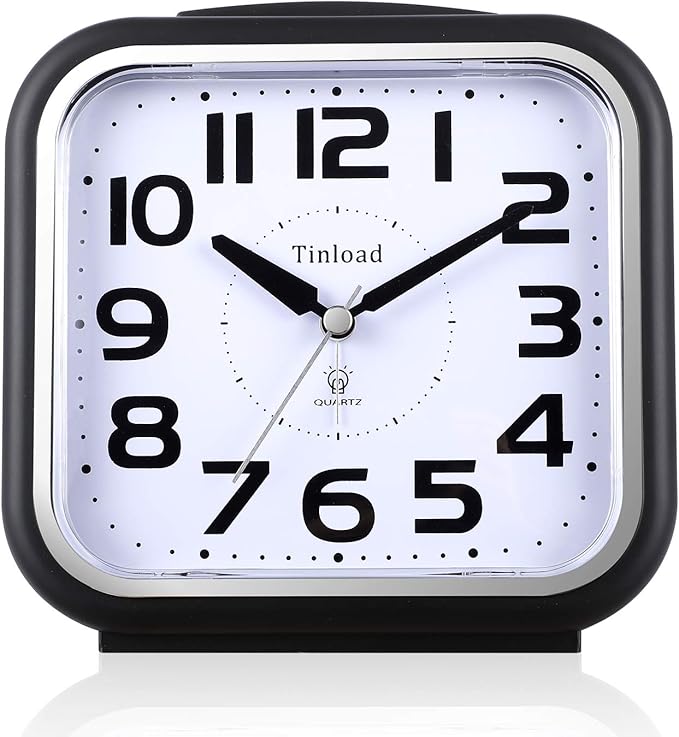 Tinload 5.5" Large Analog Alarm Clock Silent Non Ticking, Gentle Wake, Beep by Tinload