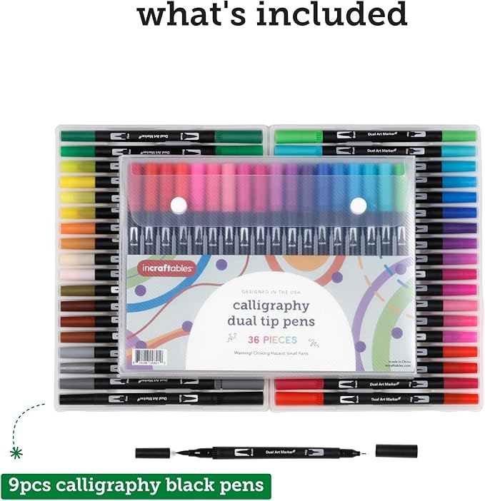 Incraftables 36 Color Dual Tip Calligraphy Pen Set – Artist Brush Pens & Fine - Image 2