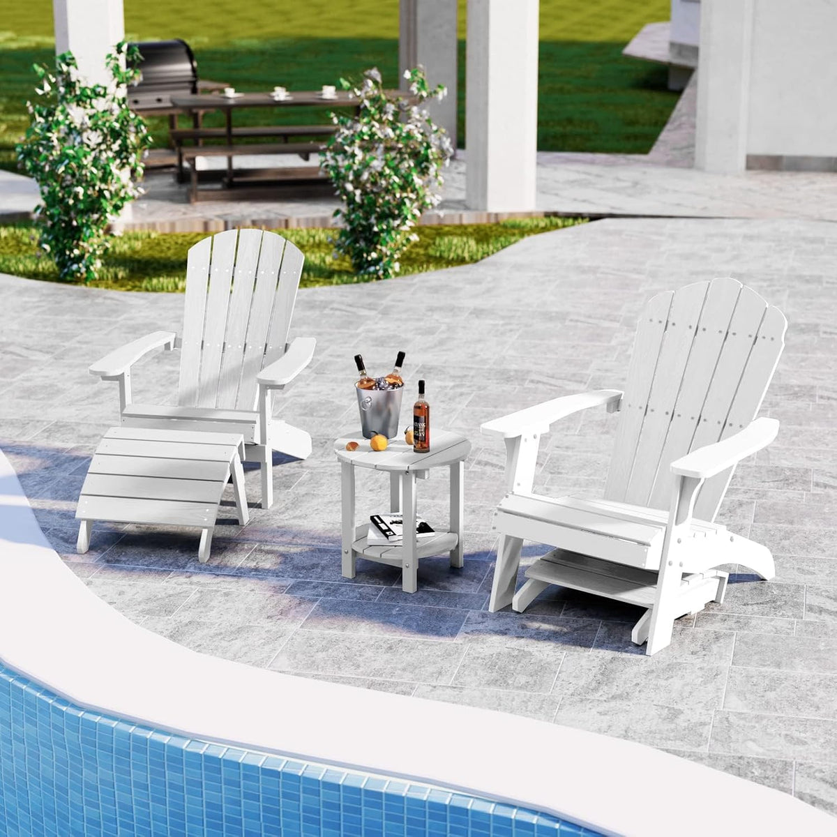 YEFU Folding Adirondack Ottoman Outdoor, White