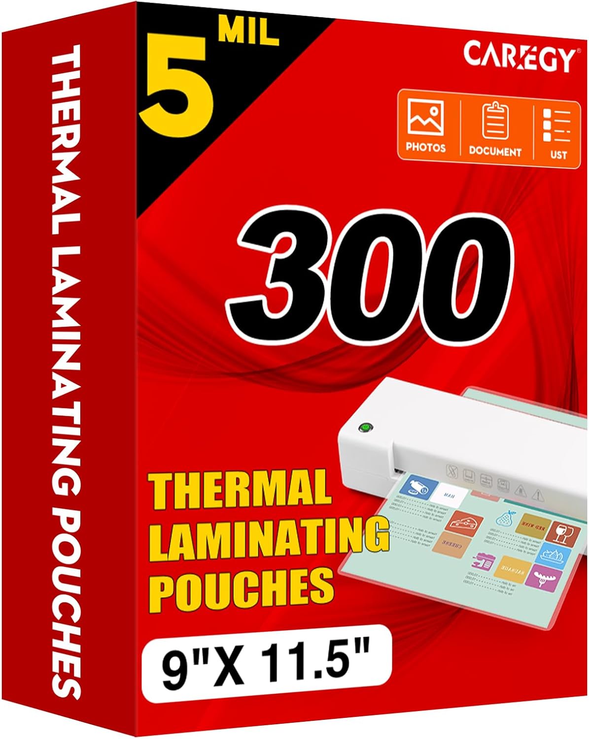 CAREGY 300 Pack Laminating Sheets, Holds 8.5 x 11 Inch Sheets, 5 Mil Thermal
