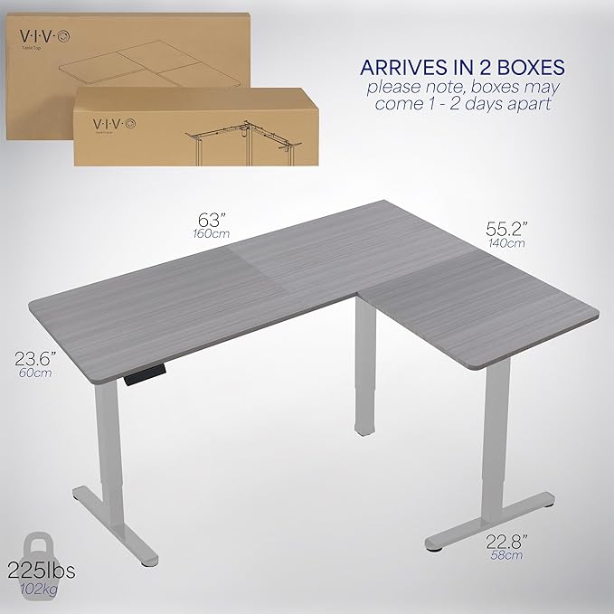 VIVO Electric Corner 63 x 55 inch L-Shaped Standing Desk, Memory Height - Image 6