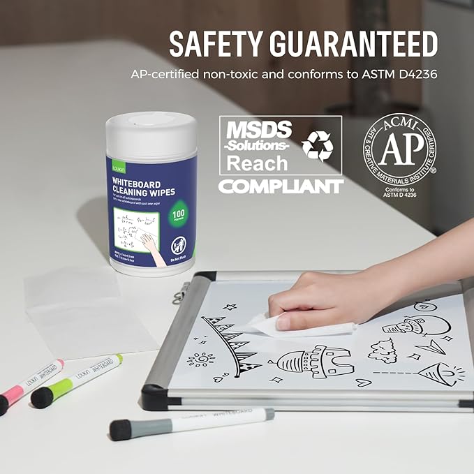 Loukin Whiteboard Cleaning Wipes, Dry Erase Board Cleaning Wipes, Non-toxic - Image 5