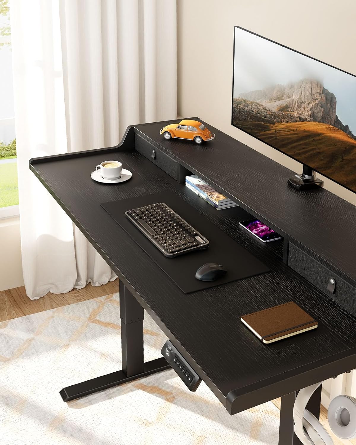 ErGear Electric Standing Desk with Drawers, 55″ x 28″ Gaming Table Compatible...