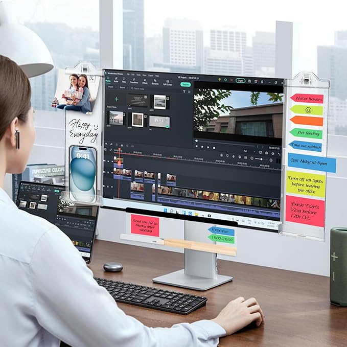 Monitor Memo Boards for Computer, Upgrade Transparent 3 PCS Multifunction - Image 4