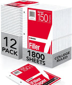 Kaisa loose Leaf Paper Filler Paper 150 Sheets 8"x10.5", Wide Ruled, 3-Hole by KAISA
