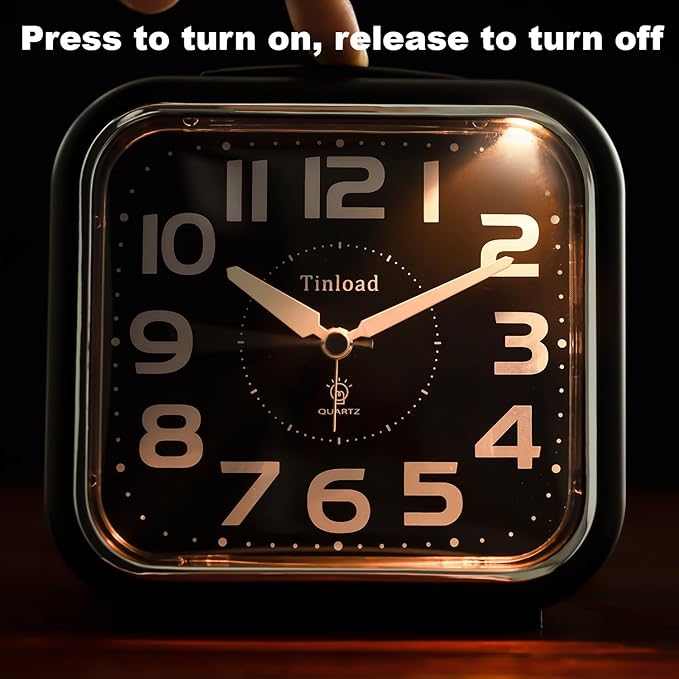 Tinload 5.5" Large Analog Alarm Clock Silent Non Ticking, Gentle Wake, Beep - Image 5