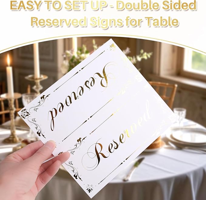 12 Pack Reserved Table Signs White Reserved Table Tent Card - Image 3