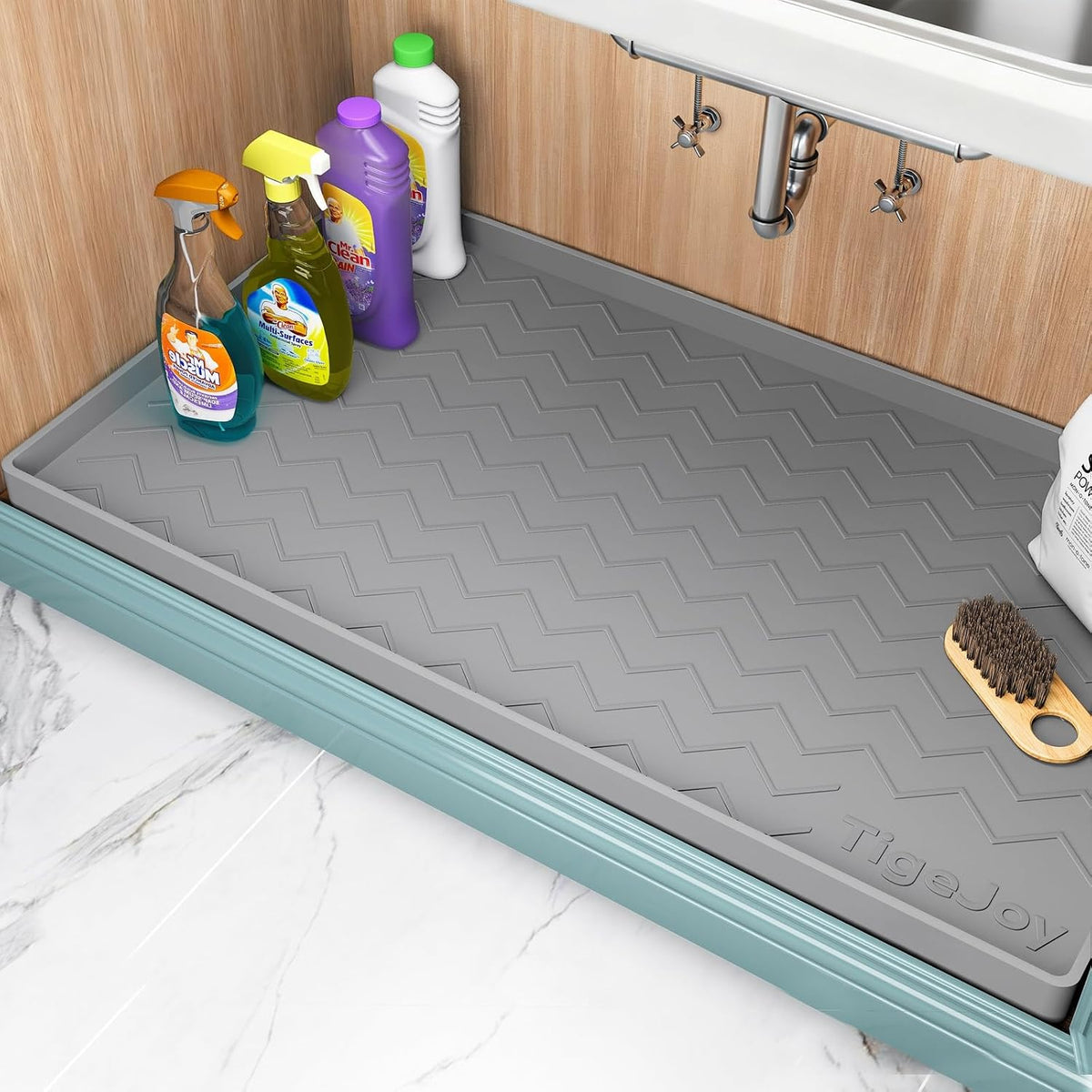 TigeJoy Under Sink Mats for Kitchen Waterproof 31" x 22", Cabinet L...