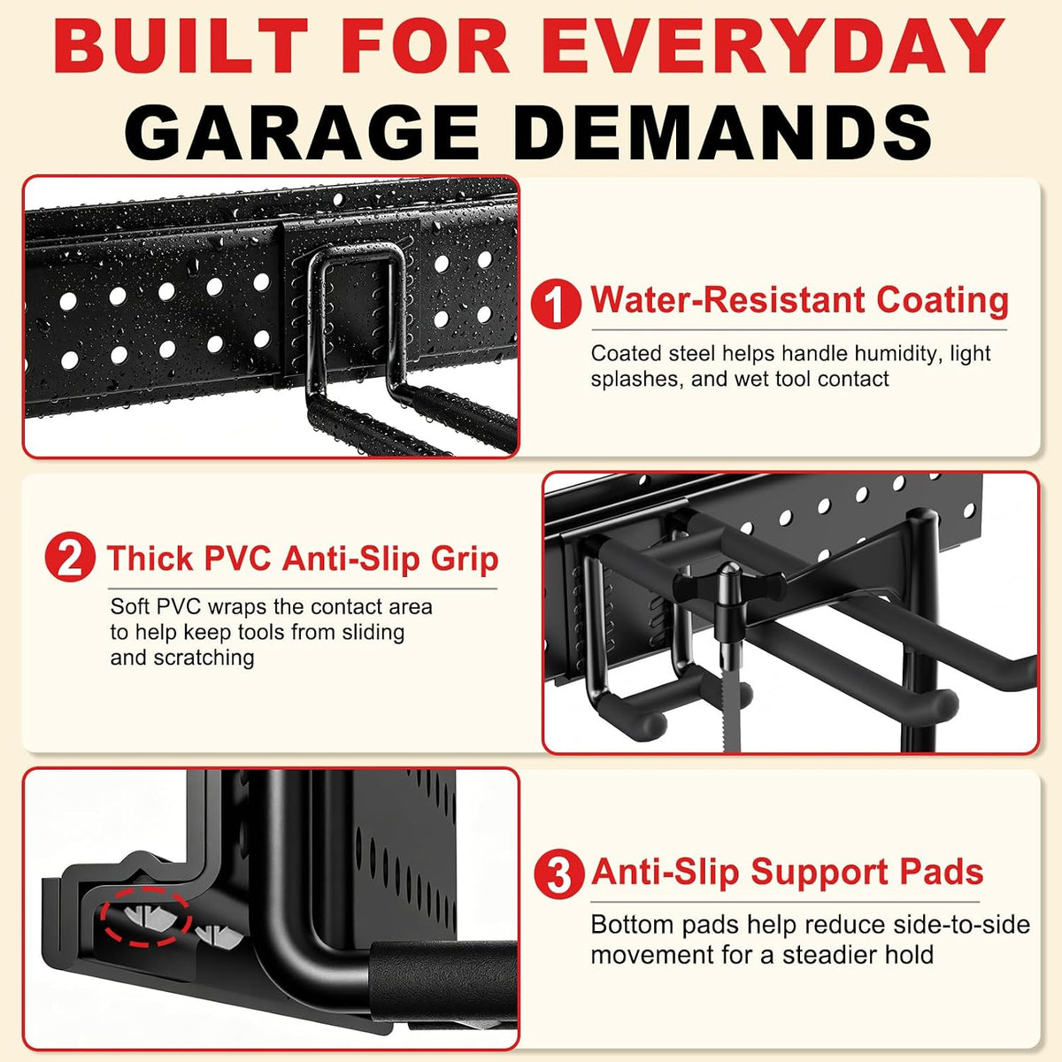 garage tool organizer wall mount 49.5 inches with showing dimensions