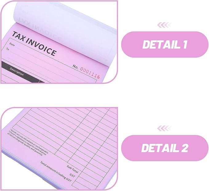 ibasenice Business Invoice Receipt Book 2-Part English Tax Invoice Retail Order - Image 3