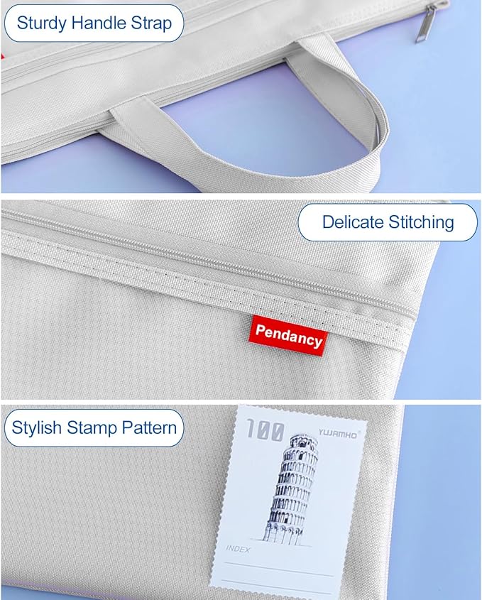 Pendancy Mesh Zipper Pouch 11x13.7 in, Large Double Pocket Waterproof File Bag - Image 5