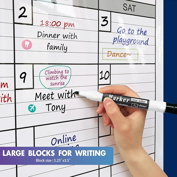 Dry Erase Two Month Laminated jumbo Wall Calendar, Huge bimonthly Vertical - Image 4