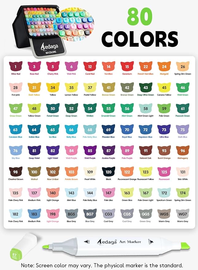 AEDAGA 80 Colors Alcohol Markers - Image 4