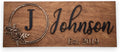 Custom Family Name Sign | Personalized Wooden Wedding Gift | Rustic Last Name
