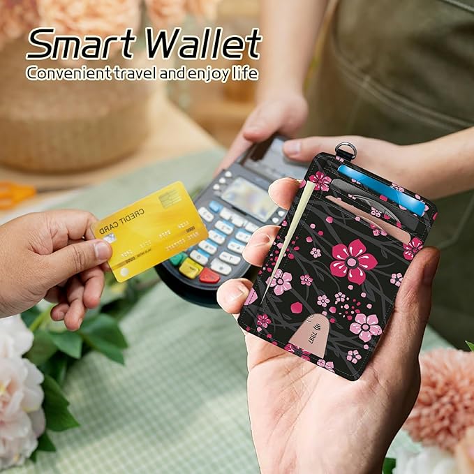 BWEGRHE Small Travel Wallets, RFID Blocking PU Leather Credit Card Holder - Image 4