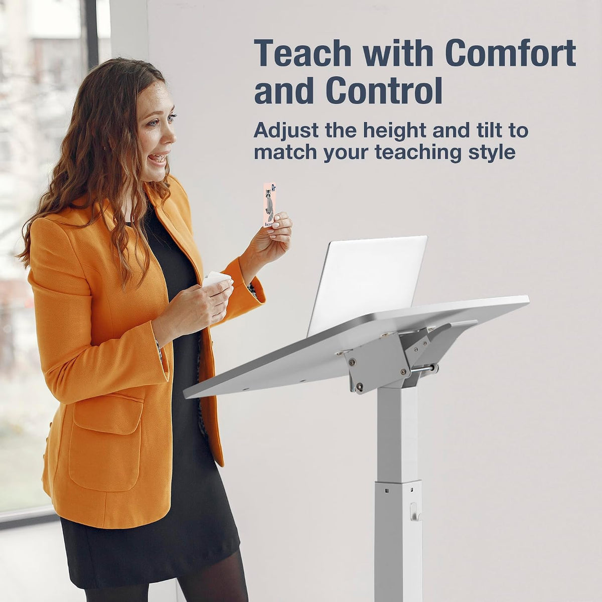 AVLT 47" Height Adjustable Mobile Workstation with Tilting Desk - White