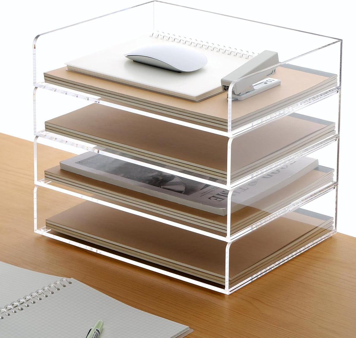 Acrylic Paper Tray, 4 Tier Paper Organizer