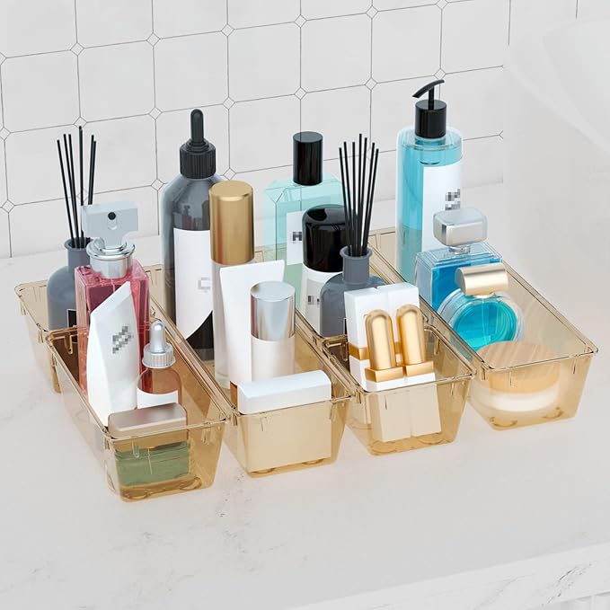 WOWBOX 12 Pack Clear Drawer Organizer Set, Acrylic Drawer Storage Trays - Image 7