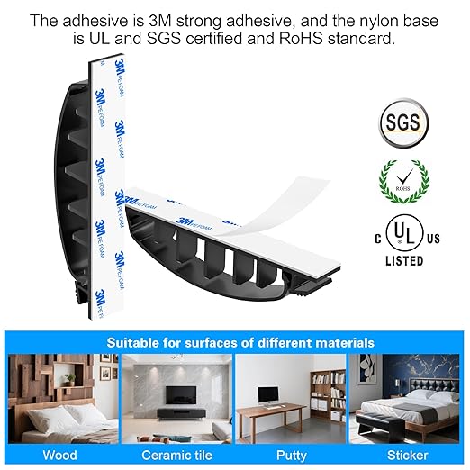 XHF 30pcs Adhesive Cable Wire Clips Black, Outdoor Cable Management Wire - Image 5