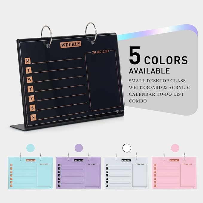 Desktop Glass Dry Erase & Acrylic Aesthetic Desk Calendar Weekly to-do List - Image 6