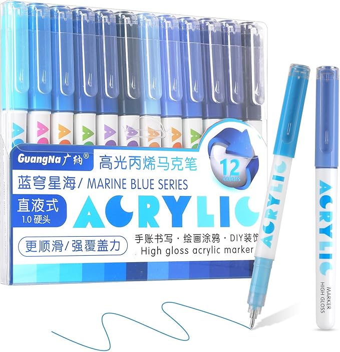 kander Acrylic Gel Pens, 12 Colors Highlighter Acrylic Gel Ink Pens by Yourcreativeassistant