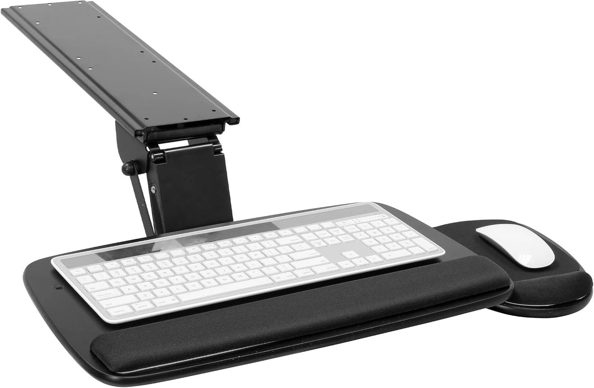 Mount-It! Under Desk Keyboard Tray with Wrist Rest, 15in Slide-Out, Black