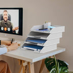 4 Pack Stackable Paper Trays for Letter Documents, Desktop File Organizers for - Image 7