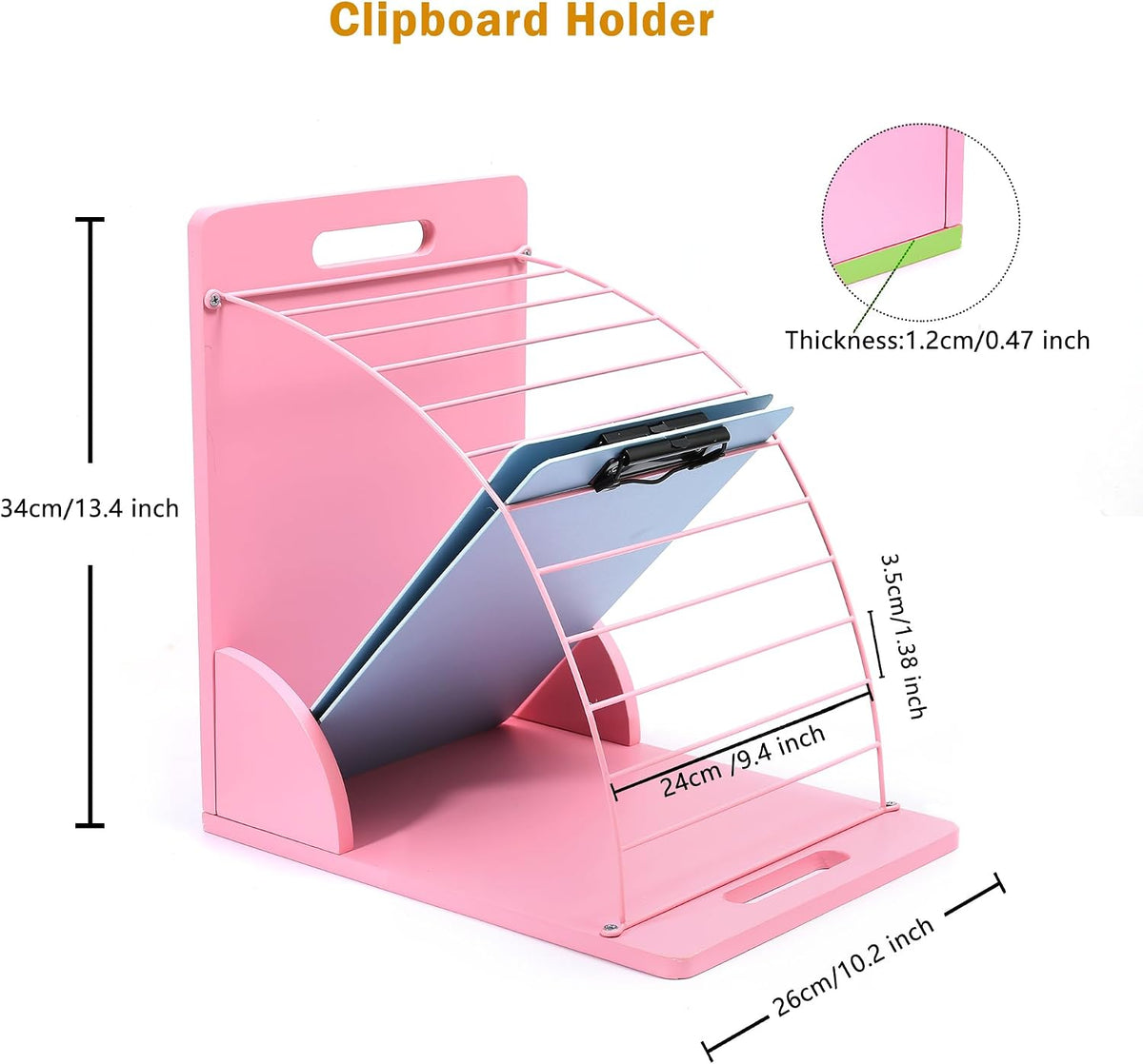 2 Pack Clipboard Holder - 12 Layer Clipboard Storage Rack Wooden Clipboards O...