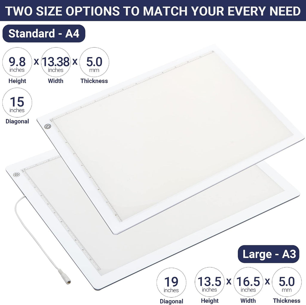 led tracing light box, 19" ultra-thin light pad on a desk or shelf