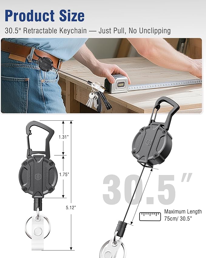 Autonomier 2Pack Heavy Duty Retractable Keychain, Unbreakable Embedded Body - Image 4