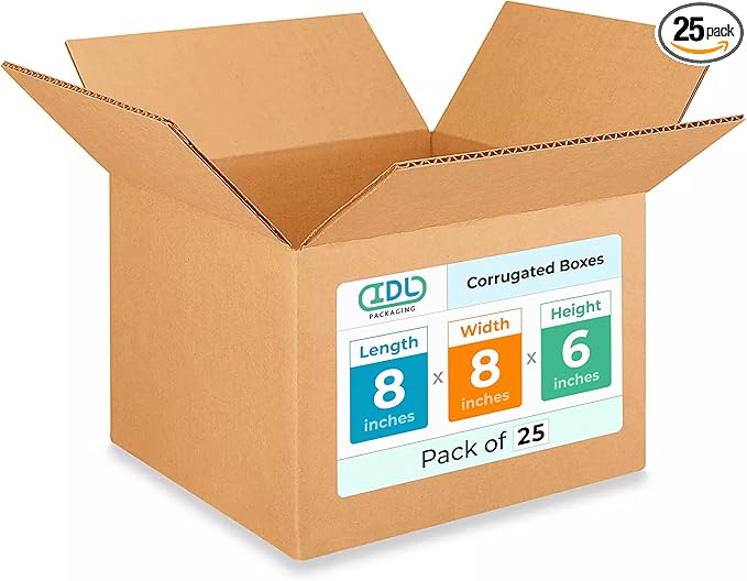 Small Moving & Shipping Boxes 8"L x 8"W x 6"H by IDLPackaging