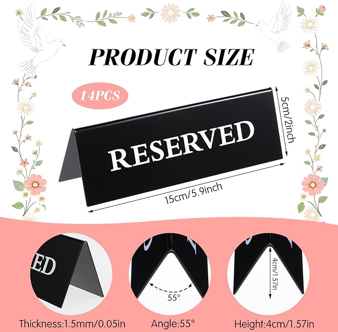14 Pcs Reserved Table Signs, Reserved Table Signs Acrylic Reserved Table Tent - Image 3