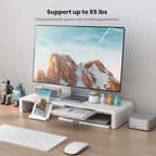 monitor stand riser, klearlook foldable, height adjustable computer on a desk or shelf