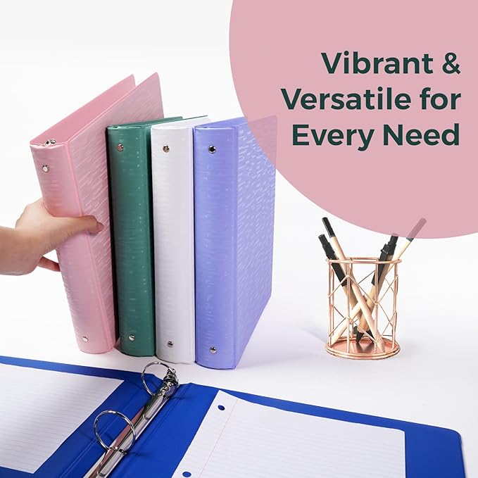 POPRUN 3 Ring Binder 1.5 Inch, Holds 325 Sheets of 8.5 x 11 Paper, Extra - Image 6