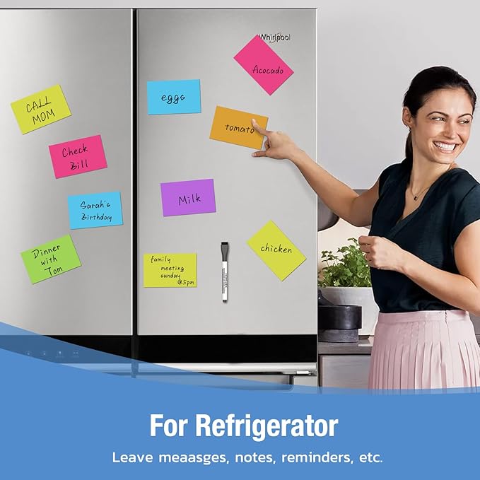 HOMiDEK Reusable Magnetic Sticky Notes, Dry Erase Magnets Magnetic Labels - Image 4