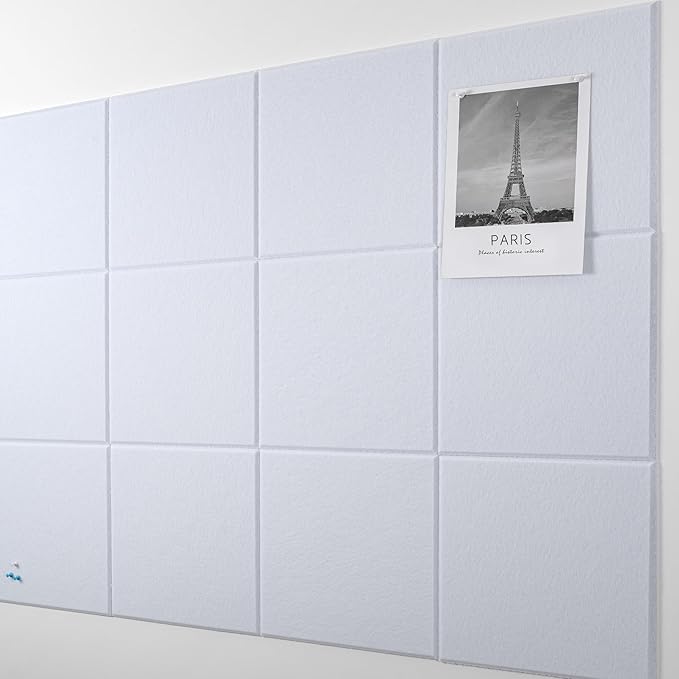 AKTOP White Cork Bulletin Board 47"x35", 12 Pack Removable Felt Cork Board Tiles by Buynow