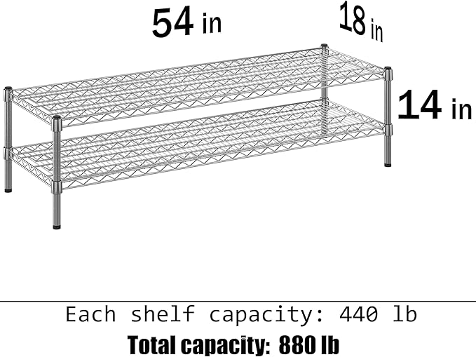 18" Deep x 54" Wide x 14" Height Wire Shelving Kit | 2-Tier | NSF Commercial - Image 3