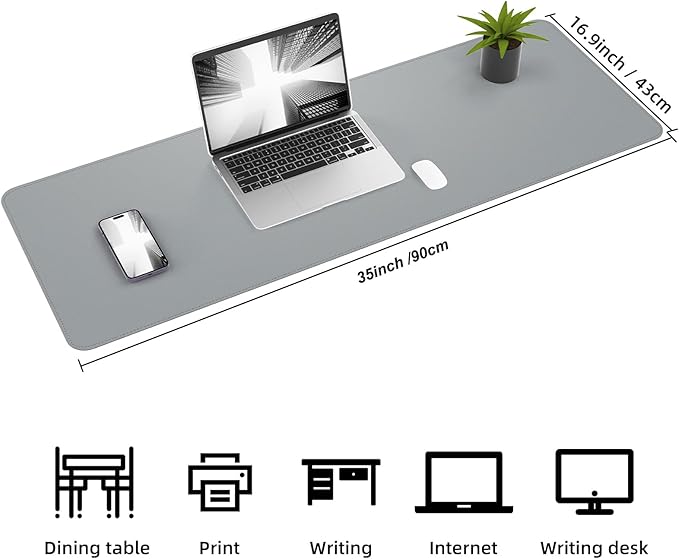 Desk Mat, 35.4" x 17" Leather Desk mat, Double-Sided Desk Pad, Desk matt - Image 2