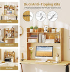 Tangkula Desktop Bookshelf for Computer Up to 32”, 37” Countertop Storage Hutch - Image 8