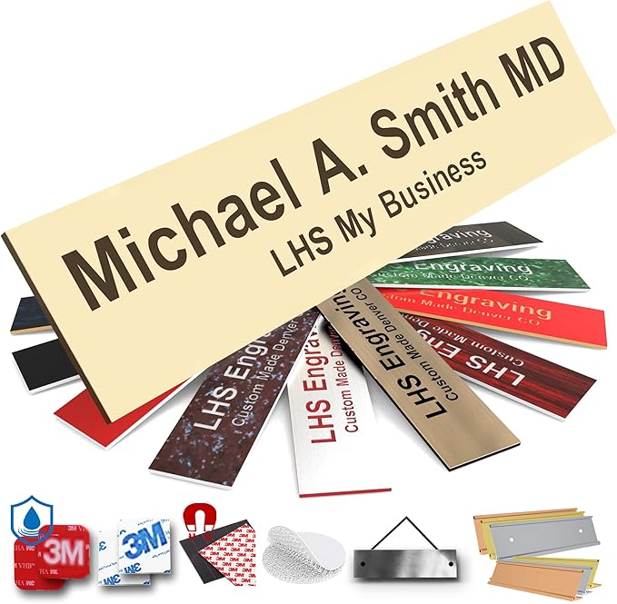 Engraved Name Plates for Door Sign Personalized Ivory Plastic Plaque by LHS+My+Business