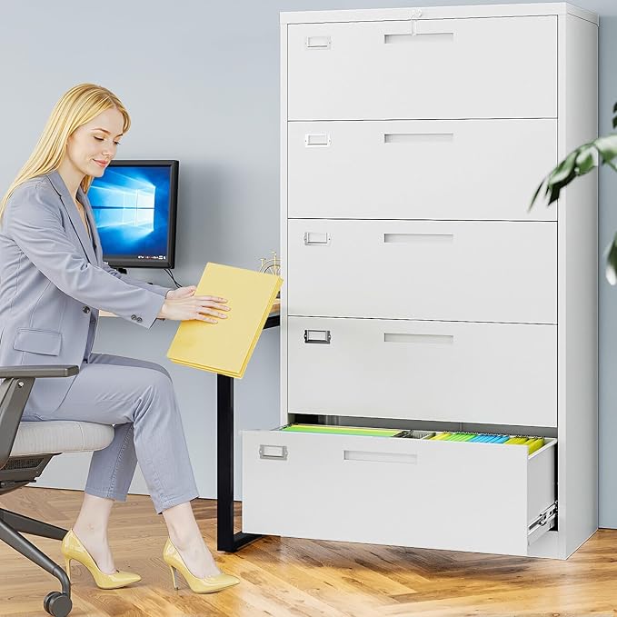 AFAIF 5 Drawer File Cabinets for Home Office, Metal Filing Cabinet - Image 2