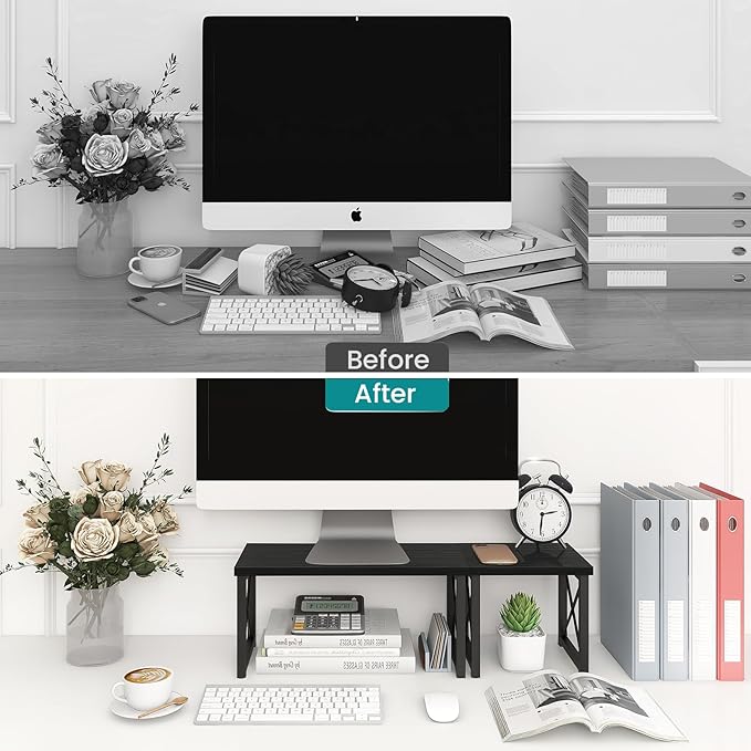 ELITEROO Wood Desktop Shelf, Freestanding Small Bookshelf Dorm Supplies - Image 4