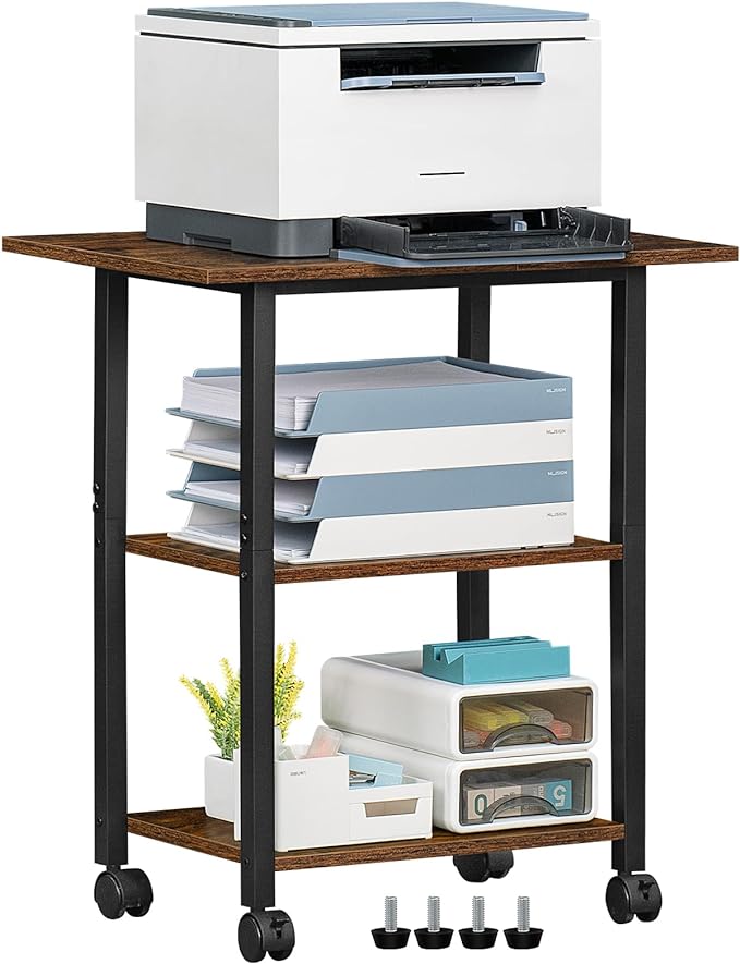 Lerliuo 3-Tier Printer Stand, Industrial Mobile Printer Table - Image 7